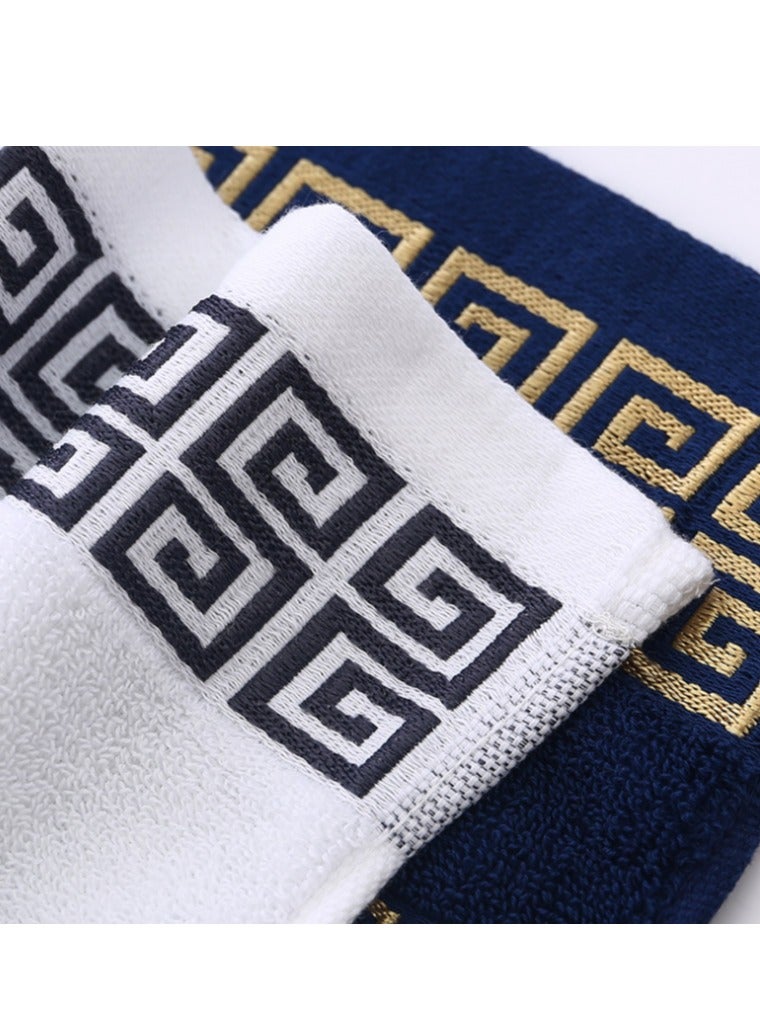 3 Pcs Bath Towel Set, Bath  Kitchen Cotton Luxury Bath Towels for Bathroom, Soft  Absorbent Bathroom Towels Set(1*70x140cm Bath Towel, 2*74x33cm Hand Towel)- Deep Blue - Image 3